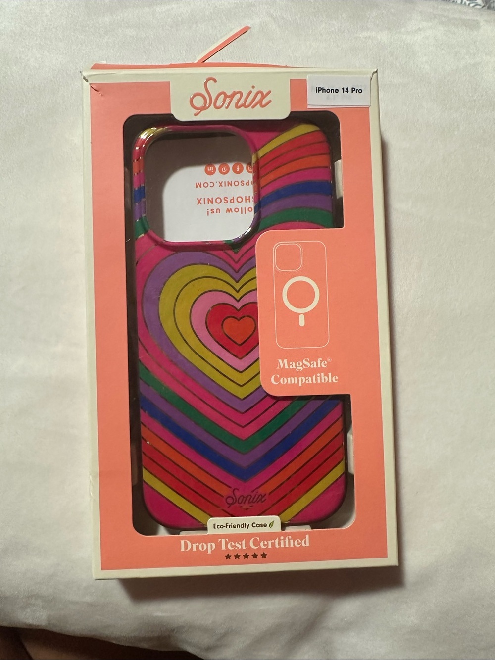 Sonix iPhone 14 Pro MagSafe Compatible Rainbow Heart Case - Pink Multicolor
